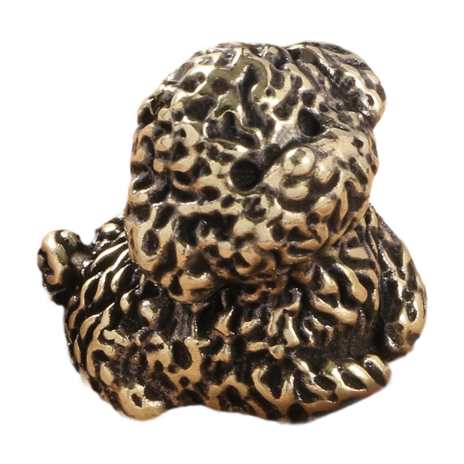 PIXZCSA Animal Statue Decoration Fengshui Brass Mini Dog Figurine Ornament For Desk Or Bookshelf Dog Staute Adding Fun To Home, Golden, 2.5x2.5cm