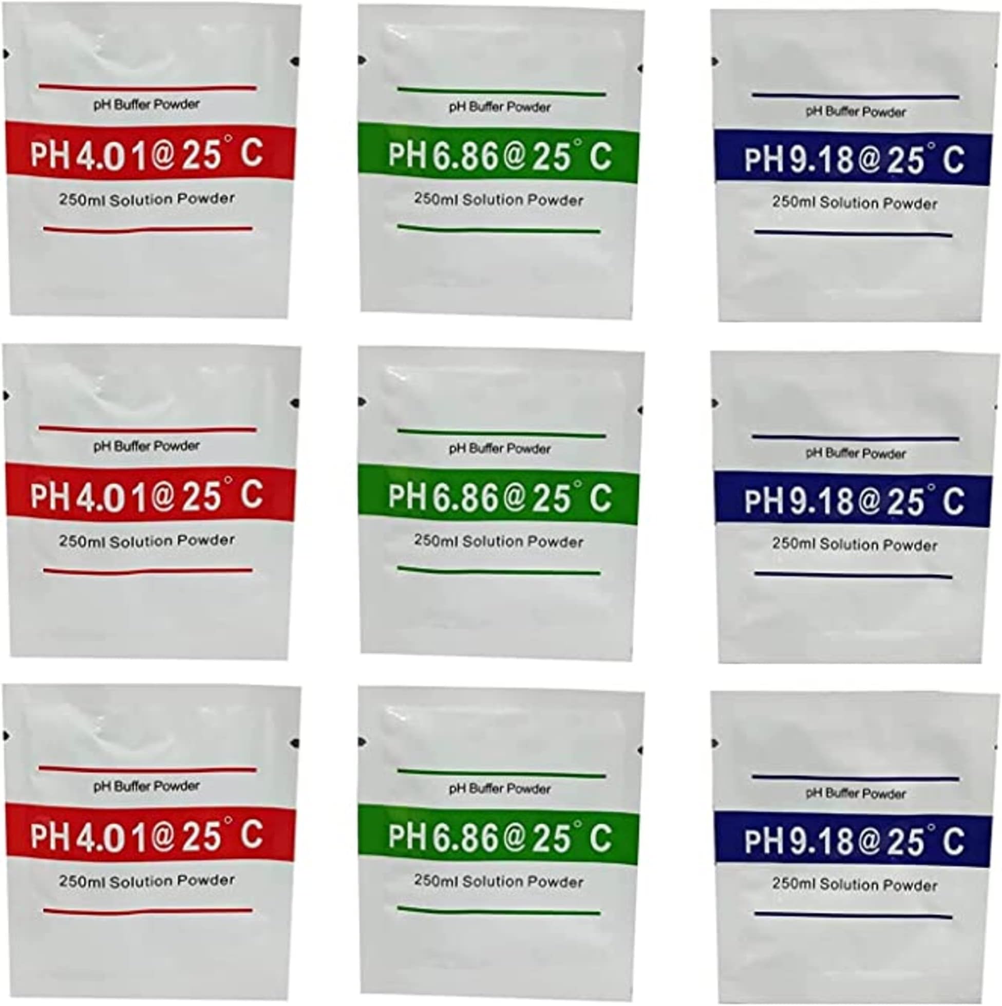 pH Meter Buffer Solution Powder for Precise and Easy for Precise pH Calibration Powder Solution?4.01pH,6.86pH and 9.18pH (Pack of 9)