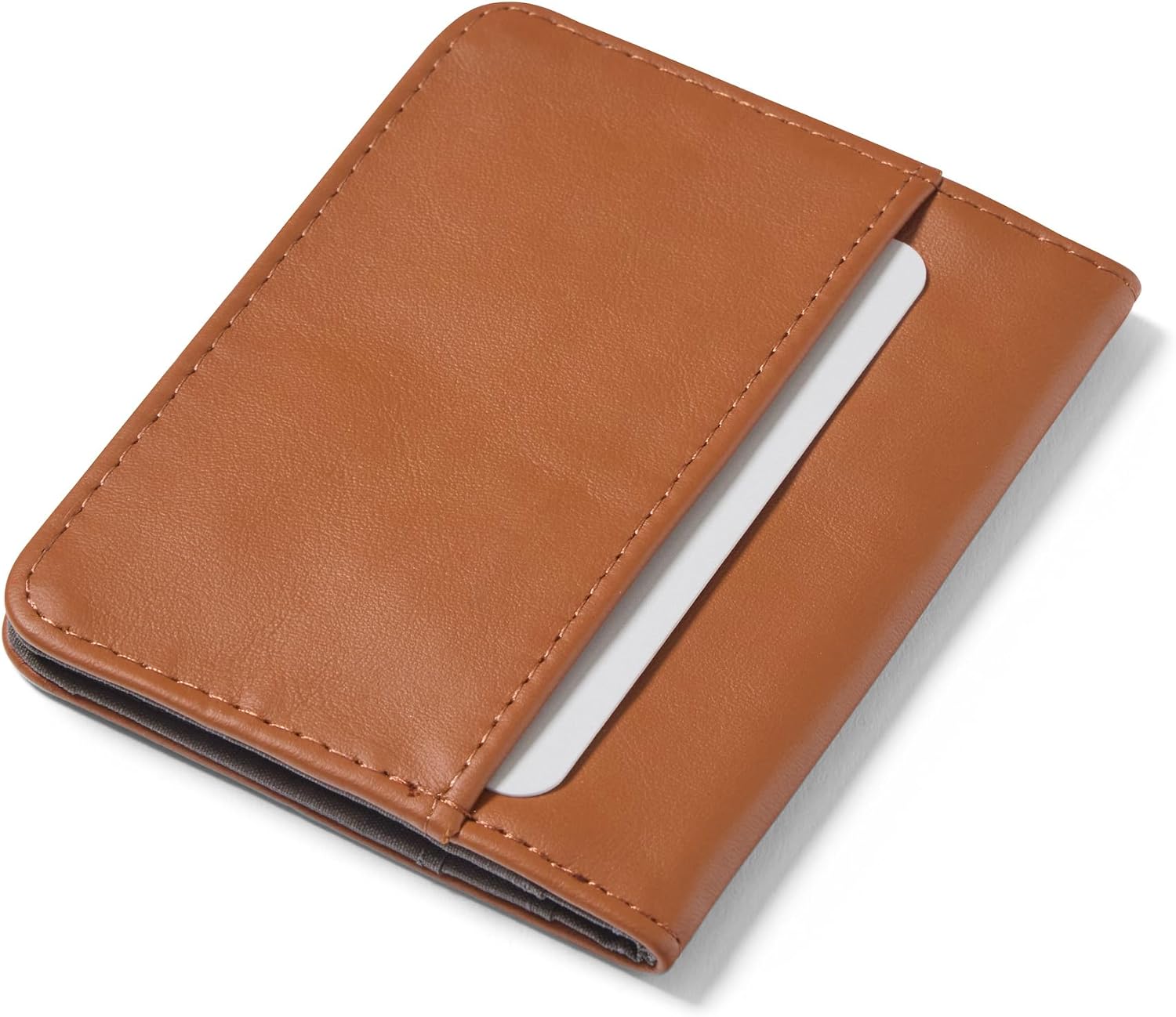 Allett Hybrid Card Wallet, Hazel Brown | Leather, RFID Blocking, Vertical Layout | Minimalist, Bifold, Card Holder, Water Resistant, Thin, Front Pocket | Holds 3-10+ Cards, Cash - Image 5