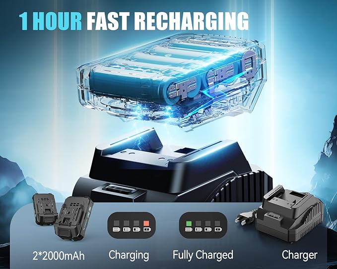 Taladro Inalámbrico Tilswall 20V, 65N.m, 2 Velocidades, Con Batería y Cargador miniatura 6