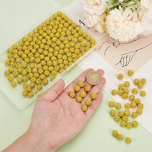 Miniatura 18 de Pandahall - Bolas de arcilla de 10 mm, tipo discoteca con 100 unidades, cuentas de polímero de arcilla con diamantes de imitación, creaciones