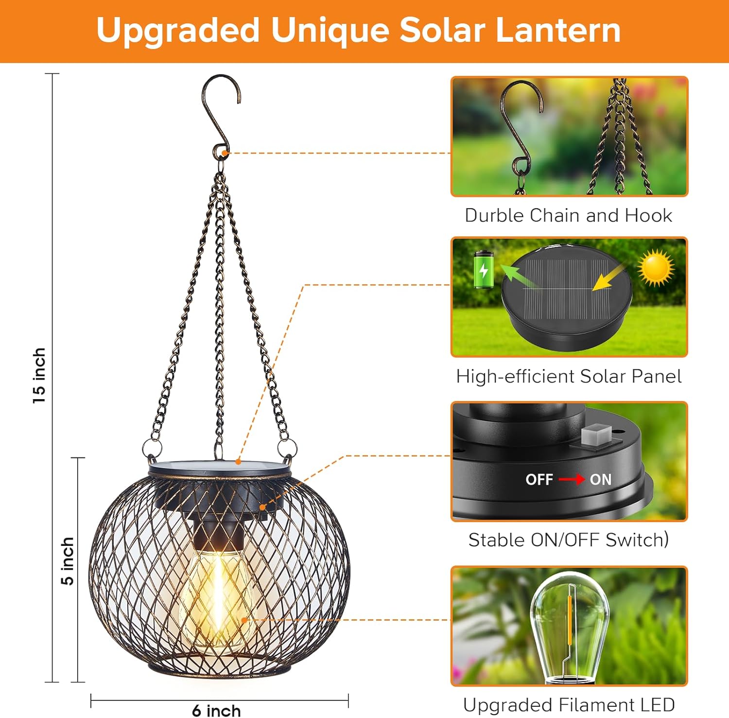 Factory Solar Garden Lights Outdoor Waterproof Hanging LED Solar Camping Lantern Lamp for Home Patio Garden Decor