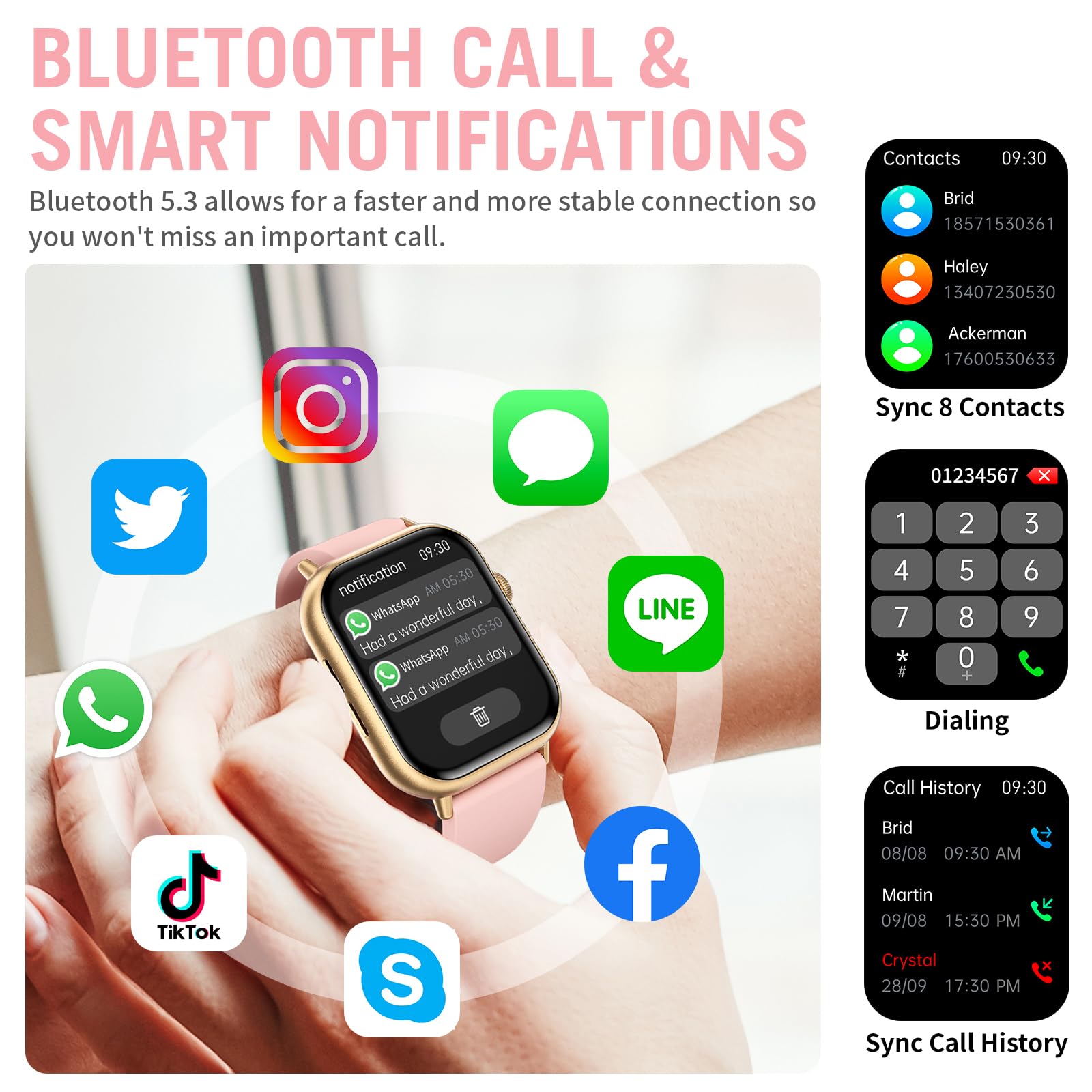 Smart Watches for Men Women (Answer/Make Call), 2.01" HD Screen Fitness Tracker Watch with Blood Pressure/Heart Rate/Sleep Monitor, Smart Watch for Android iOS Phones, IP67 Waterproof Sport Watch