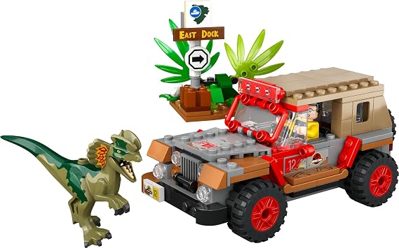 LEGO Jurassic Park Dilophosaurus Pususu 76958, 6 Yaş ve Üzeri Çocuklar için Yaratıcı Oyuncak Dinozor Yapım Seti (211 Parça)