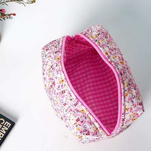 Miniatura 5 de Bolsa organizadora de maquillaje floral, bolsa de cosméticos de coqueta, bolsa de gran capacidad, elegante bolsa acolchada para artículos de tocador