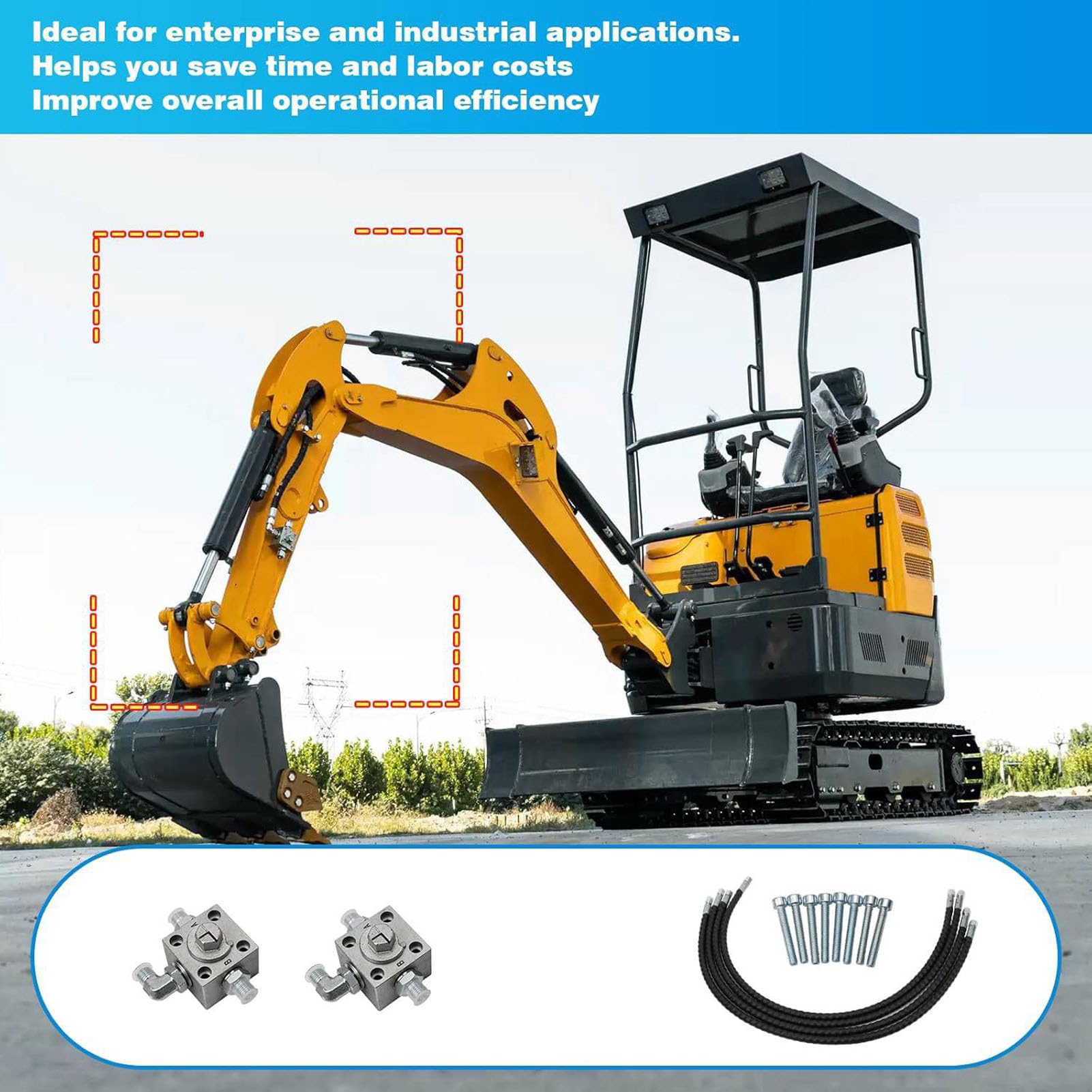 2 Drei-Wege-Umleitungsventile Bagger für 1-2 Tonnen Chinesische Minibagger, Hydraulische Umschaltventile MiniBagger-Befestigung mit 31 Zoll Flexiblen Schläuchen Passen