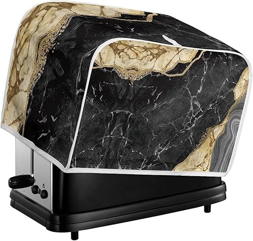 Miniatura 5 de JEOCODY Fundas para horno tostador para cocina, 2 rebanadas retro con estampado de mármol negro, cubierta antipolvo, lavable e impermeable para