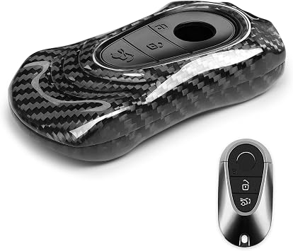 T-carbon Carbon Fiber Key Fob Cover Compatible with Mercedes Benz Luxury Sports Car Inspired Design,Protective Key Case fits for A B C E GLC GLE GLA EQS, EQE, S Class,G ClassBlack