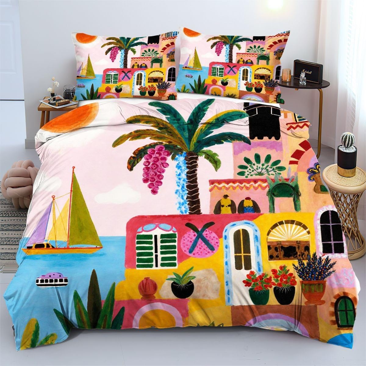 Ensemble de literie 140x200 cm bicolore pour lit enfant et ado