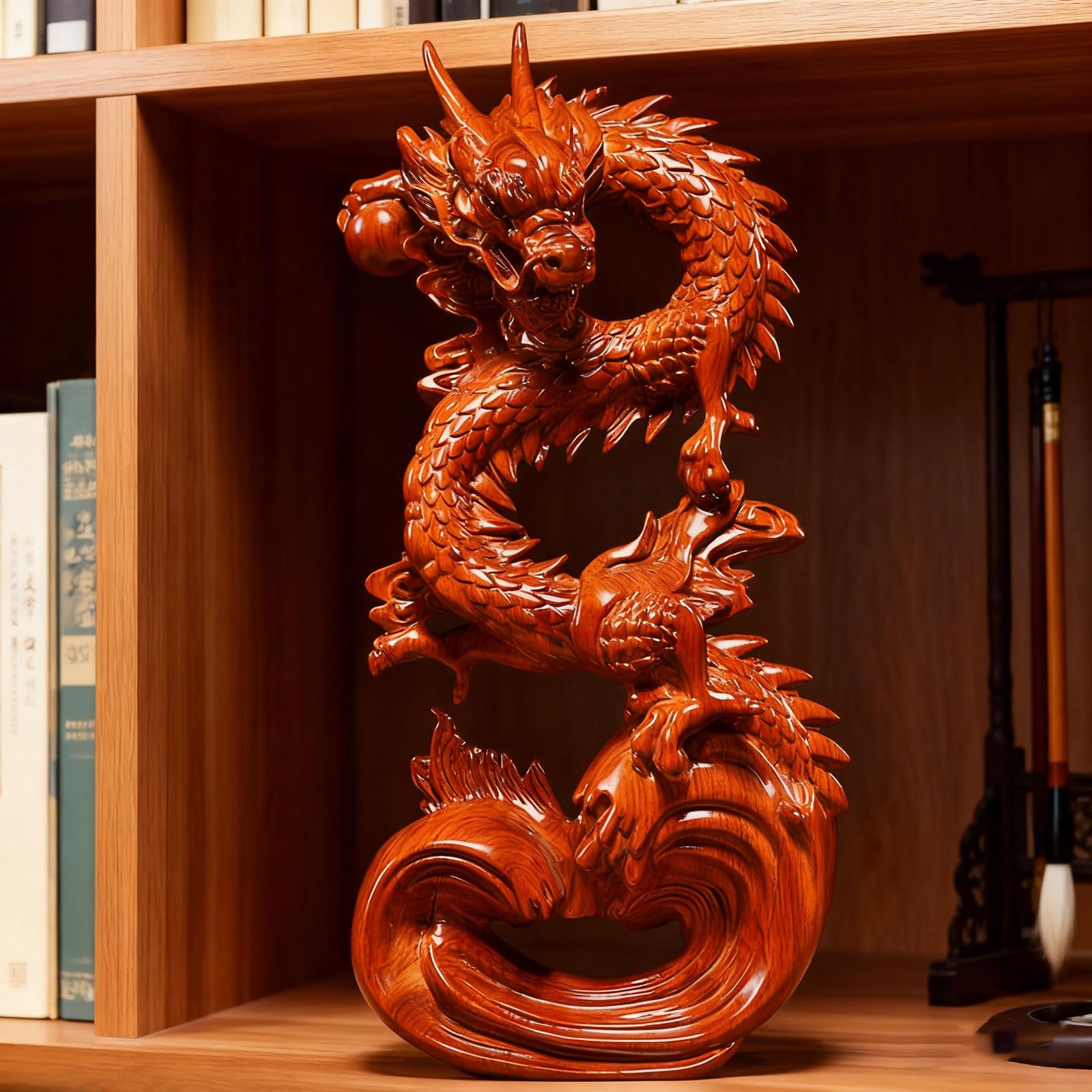 Feng Shui Drachenstatue, rot, 38,1 cm