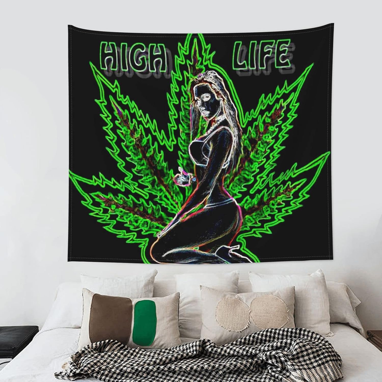 QSMX Psychedelic Tapestry Wall Hanging for Bedroom, Boho Style Hippie Tapestry Wall Hanging for Living Room, Wall Hanging Tapestries for Indoor, Outdoor, College Dorm, 90 x 60 Inches