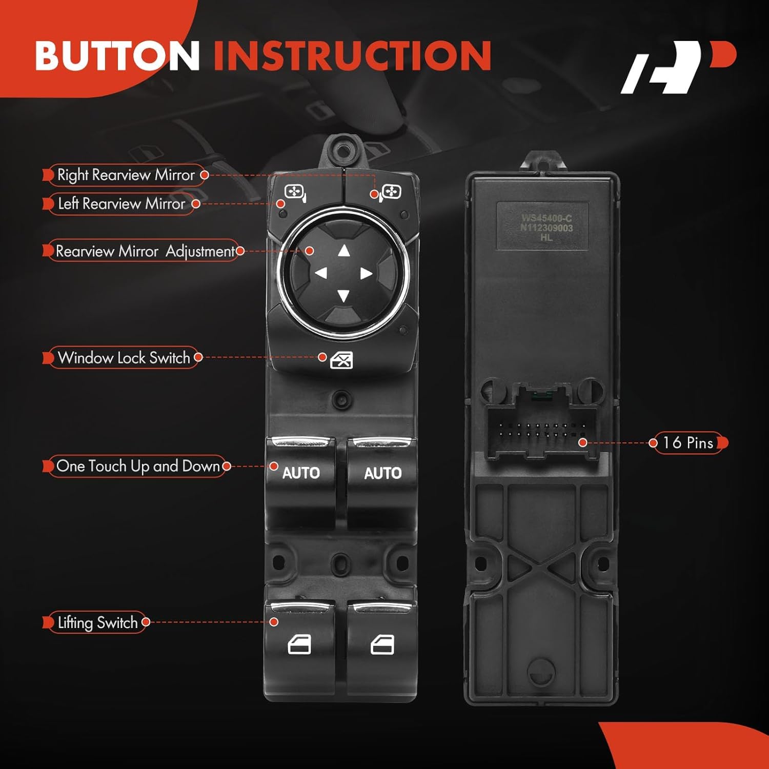 A-Premium Master Power Window Switch Compatible with Ford Explorer 2011-2015, Taurus 2013-2019, Police Interceptor Sedan Utility, Special Service Police Sedan, with Auto Up & Down