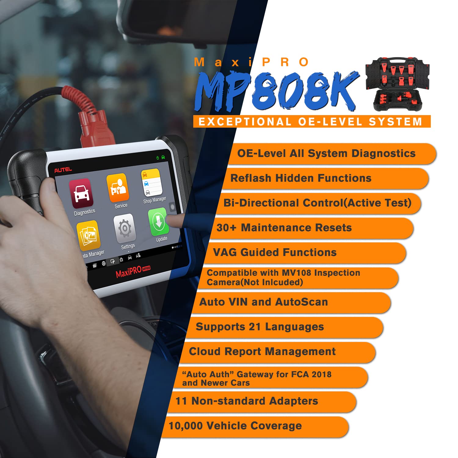 Buy Autel MaxiPRO MP808K Diagnostic Scan Tool 2022 Same As MS906 BiDirectional Control