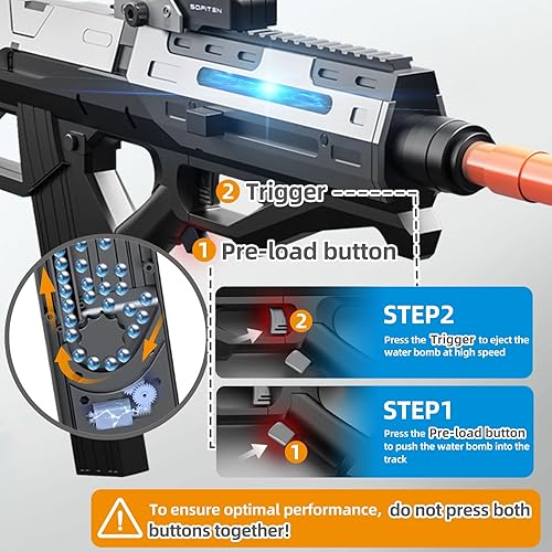 Miniatura 4 de Pistola automática de bolas de gel de alta velocidad de 180+FPS con elegantes luces de funcionamiento, pistola de juguete eléctrica para Pascua,