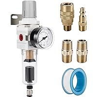 Vista 8 de NANPU Regulador de filtro de aire comprimido NPT de 1/2 pulgada combinado a cuestas, drenaje automático, elemento de latón de 5 micrones, cuenco