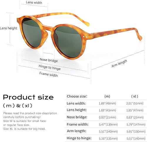 Miniatura 104 de ZENOTTIC Lentes de sol redondos polarizados, elegantes lentes de sol para hombres y mujeres, retro clásicos, selección de varios estilos