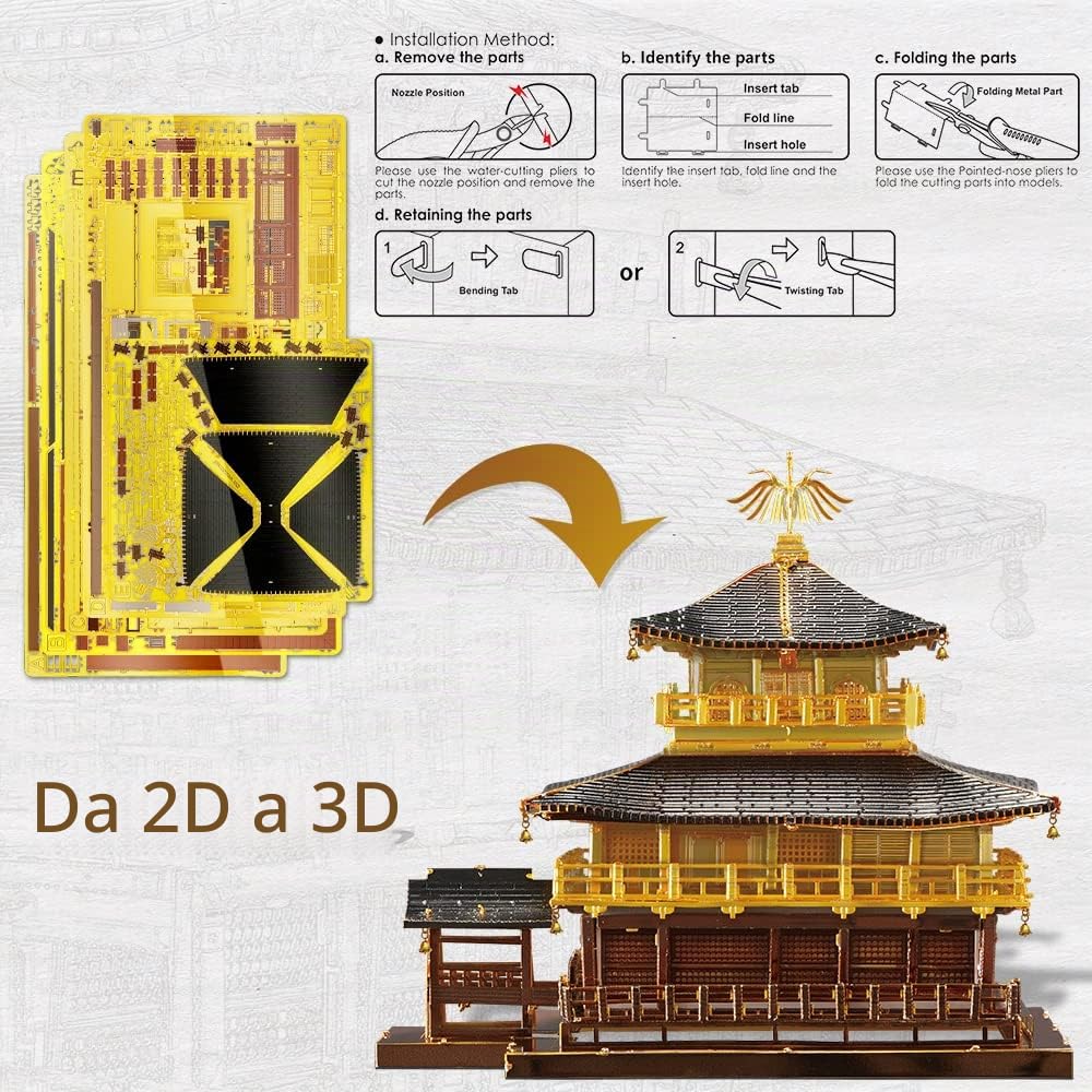 Piececool Puzzle 3D Metallo, Kinkaku-ji Modellismo Luoghi di Architettura Classica, 3D Puzzle de Paris Modellino Giocattoli per Adulti e Adolescenti,Regalo per Uomini e Donne