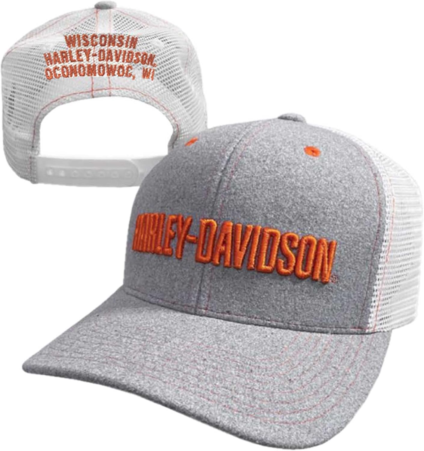 Harley-Davidson Men's Simple Contrast Snapback Colorblocked Mesh Trucker Hat Gray