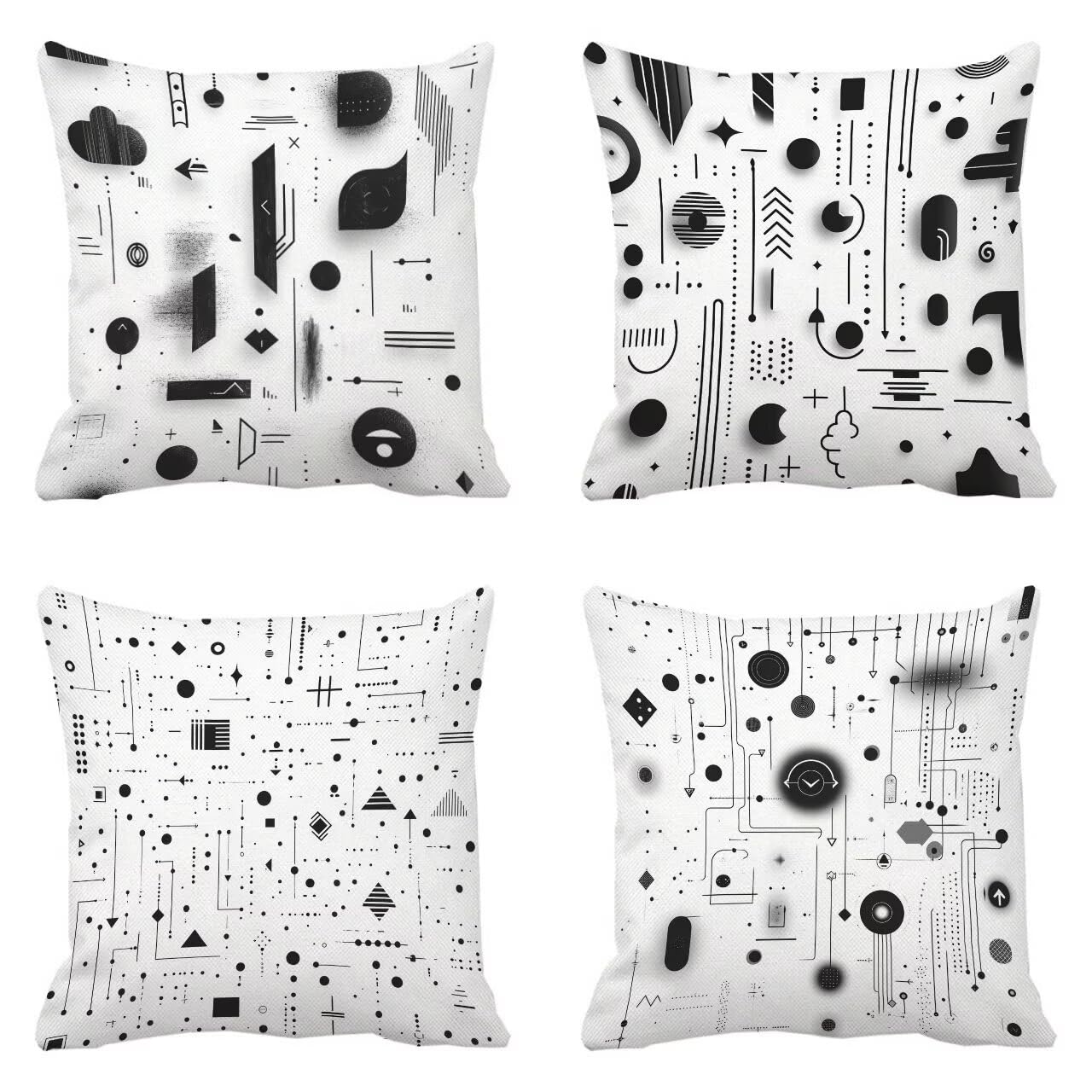 Coussin canapé noir et blanc géométrique pour votre décoration extérieure