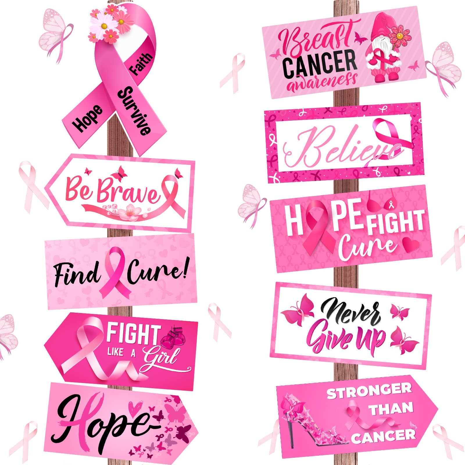 Amazon.com : HOWAF Breast Cancer Awareness Signs,Pink Ribbon Fight ...