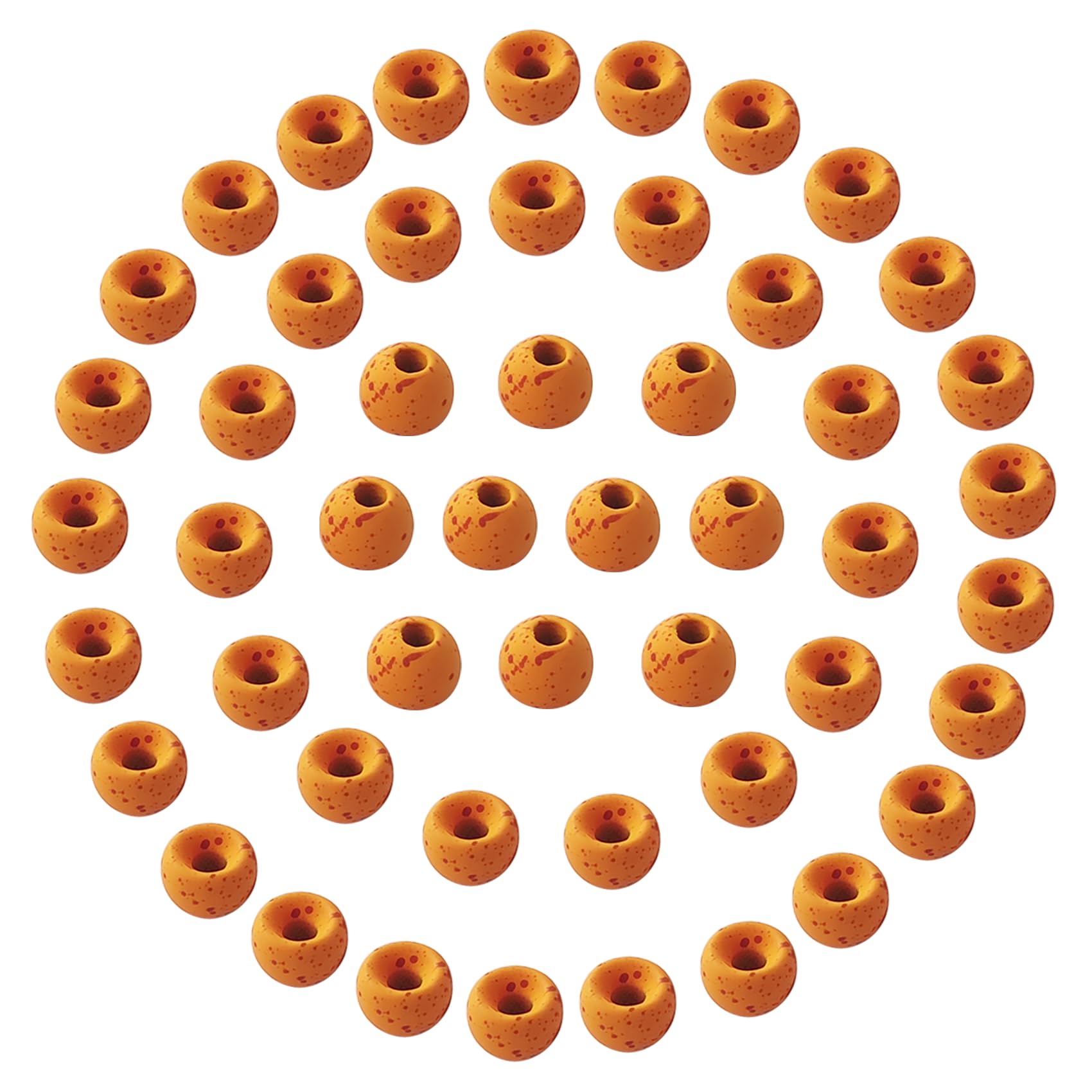 EUPHENG 50pcs Mottled Tactical Tungsten Beads for Jig Hooks Fly Tying Assortment Nymph Head Fly Tying Materials 6 Colors / 5 Sizes