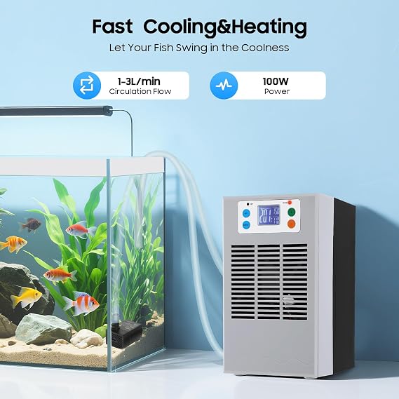 Aquarium Chiller for Aquarium, Hydroponics Water Cooler Fish Tank Chiller Constant Temperature Cooling System for Hydroponics Water Weeds Fish Jellyfish Coral Crystal Shrimp 30L/7.93GAL