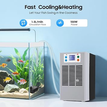 Aquarium Chiller for Aquarium, Hydroponics Water Cooler Fish Tank Chiller Constant Temperature Cooling System for Hydroponics Water Weeds Fish Jellyfish Coral Crystal Shrimp 30L/7.93GAL