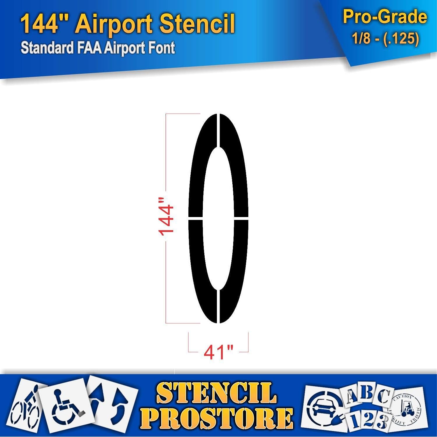Airport FAA 144in. Number 0 Stencil - 144'' x 42'' x 1/8" (128 mil) - Pro-Grade