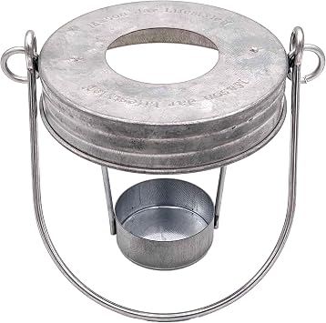 Galvanized Tea Light Candle Holder Lids with Handles for Mason, Ball, Canning Jars by Mason Jar Lifestyle 3 Pack, Wide Mouth