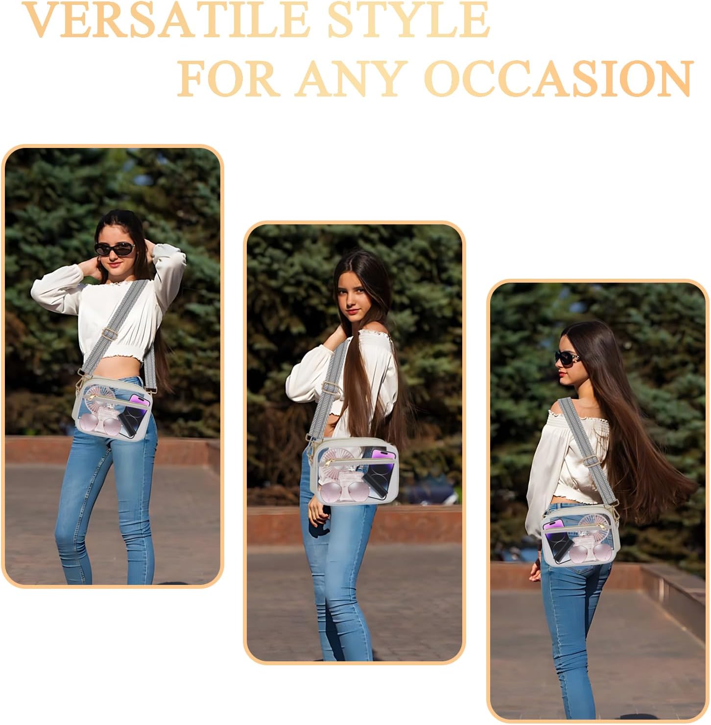 Clear Bag for Stadium Events Approved Concerts Outdoors See Through Sports Fan Handbags & Purses