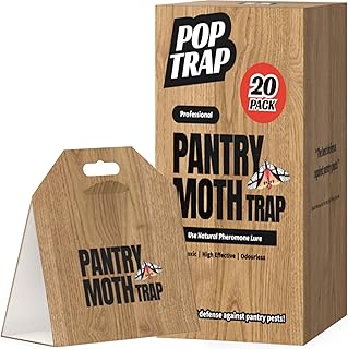 POPTRAP 20 Pack Pantry Moth Traps, Non-Toxic Glue Moth Trap for Food and Cupboard, Traps with Natural Pheromones, Wood Grain Appearance for Pantry Moths