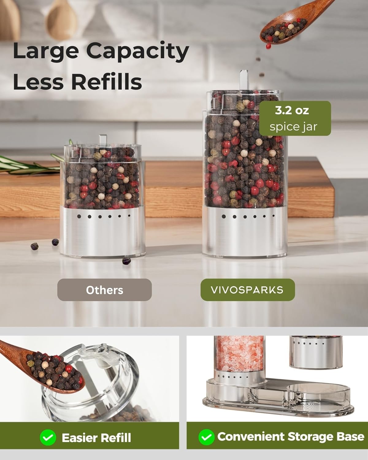 Mizzle Bシリーズ電動ソルトアンドペッパーグラインダー(B02