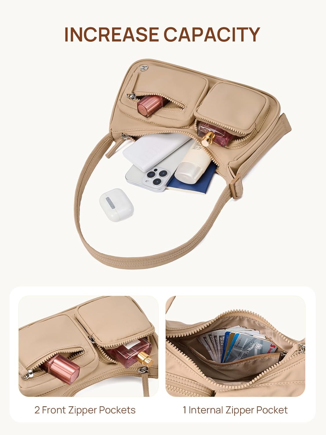 Telena Nylon Shoulder Bag for Women Y2K Trendy Purse Crescent Bag Cute Handbag - Image 2