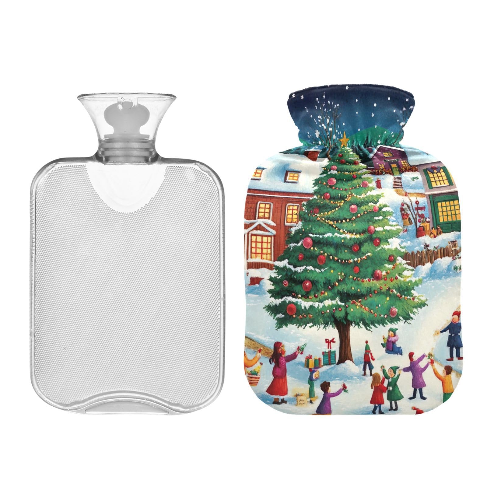 Holiday Town Snow White Hot Water Bottle Hot or Cold Water Bottle with Soft Cover Hot Water Bag for Foot Bed Warmer Pain Relief, 2 Liters