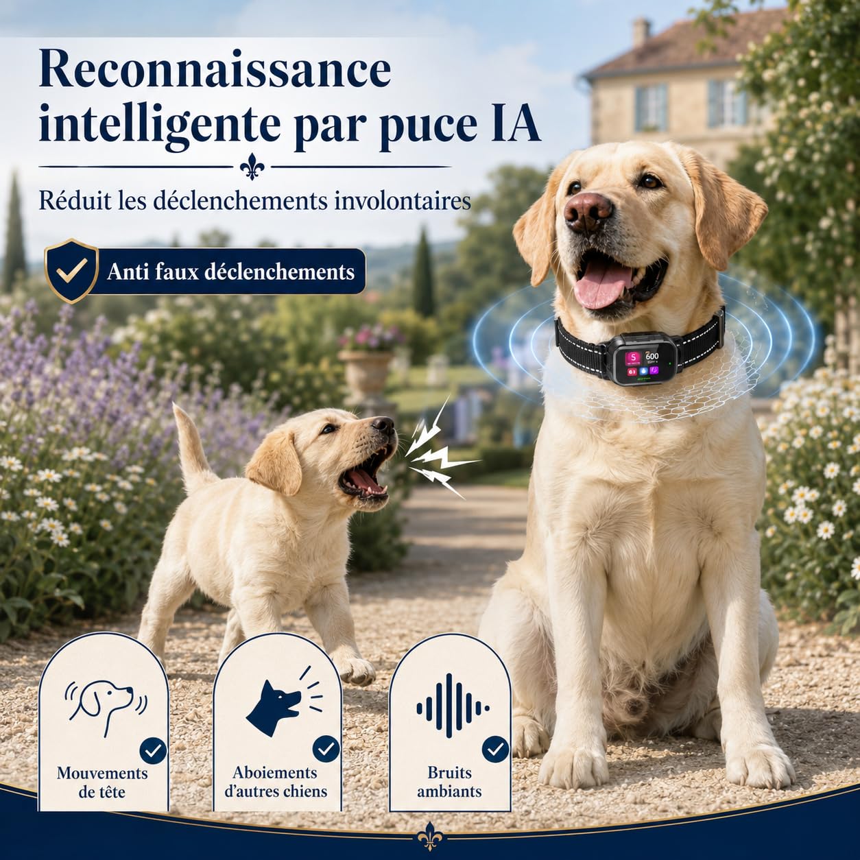 Collier Anti-Aboiement 2026, éTanche Rechargeable, 3 Modes Bip/Vibration/Choc éLectrique, Collier Chien EntièRement Automatique à IA, 5 Niveaux De RéGlage, Convient à Toutes Les Races De Chiens (Noir)
