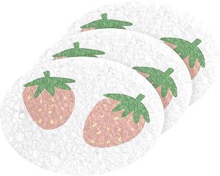 Coikll Cute Strawberry Kitchen Sponges Cleaning Odor Free Non Scratch Dish Sponge for Cleaning Dishes Bathroom - 3 PCS