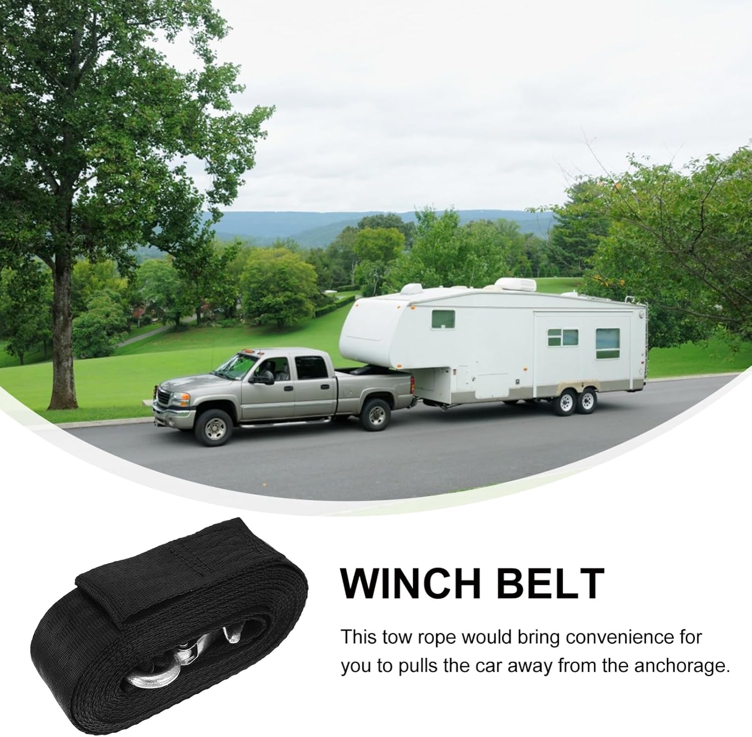 1pc Boat Straps Trailer Tie Down Winch Strap Strong Polyester Rope Easy Installation Safe for Trucks