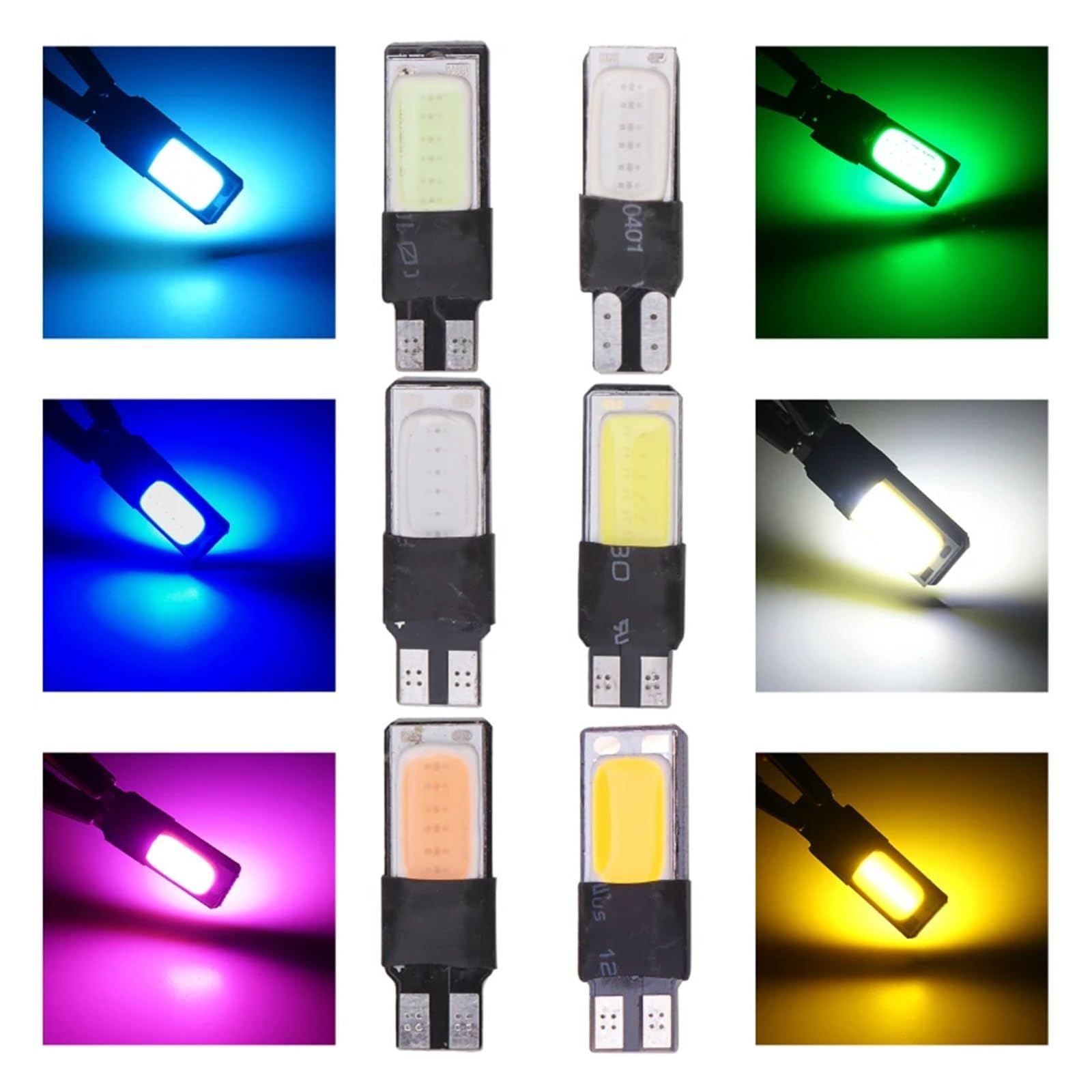 Luz De Lectura De Cúpula Bombillas Led Para Coche T10 W5W COB Canbus Automático Luces Interiores Sin Errores Lectura De Matrícula DC12V DRL(20pcs)