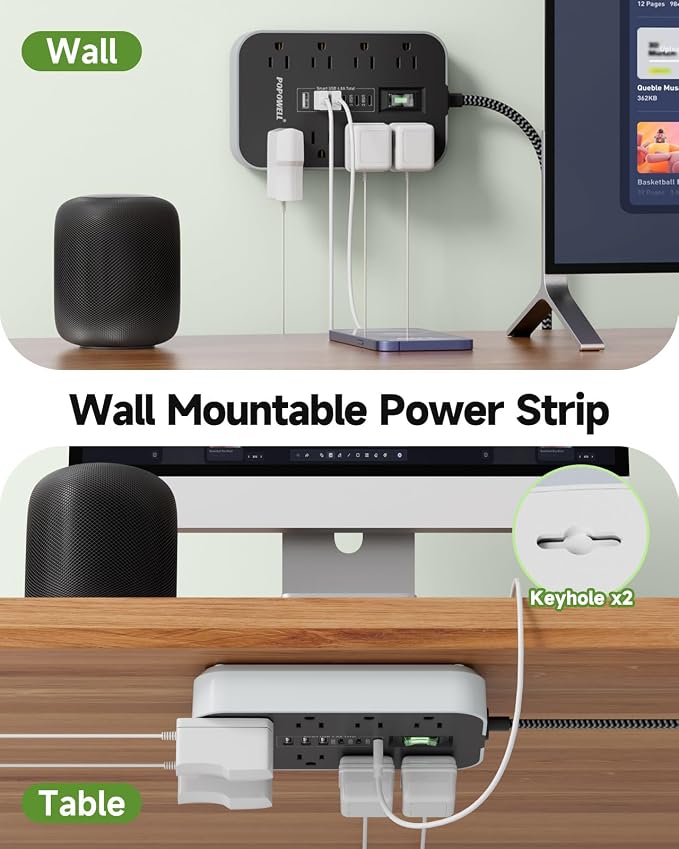 Power Strip Surge Protector 5FT 8 Tomas y 6 Puertos USB miniatura 7