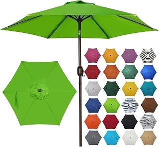 7.5 ft Patio Umbrella, Yard Umbrella, Outdoor Market Umbrella with Push Button Tilt Crank, Lime