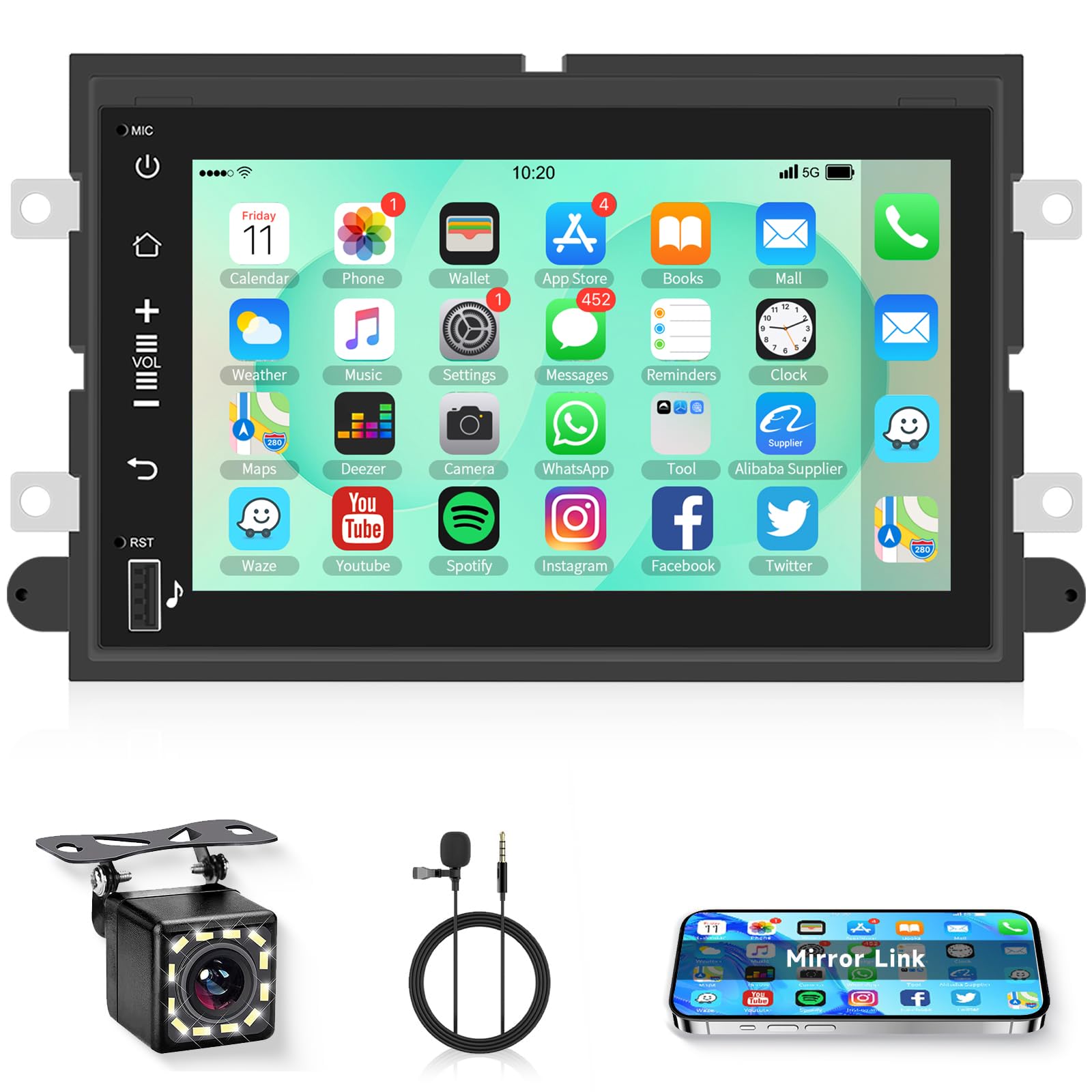 Rimoody Android 13 Stereo Radio for Ford F150 F250 F350 Fusion Edge Explorer Taurus Freestar, 7” Touch Screen Support GPS Navigation WiFi Bluetooth FM/RDS Radio EQ 3USB Split Screen + Backup Camera 1G+32G No Carplay