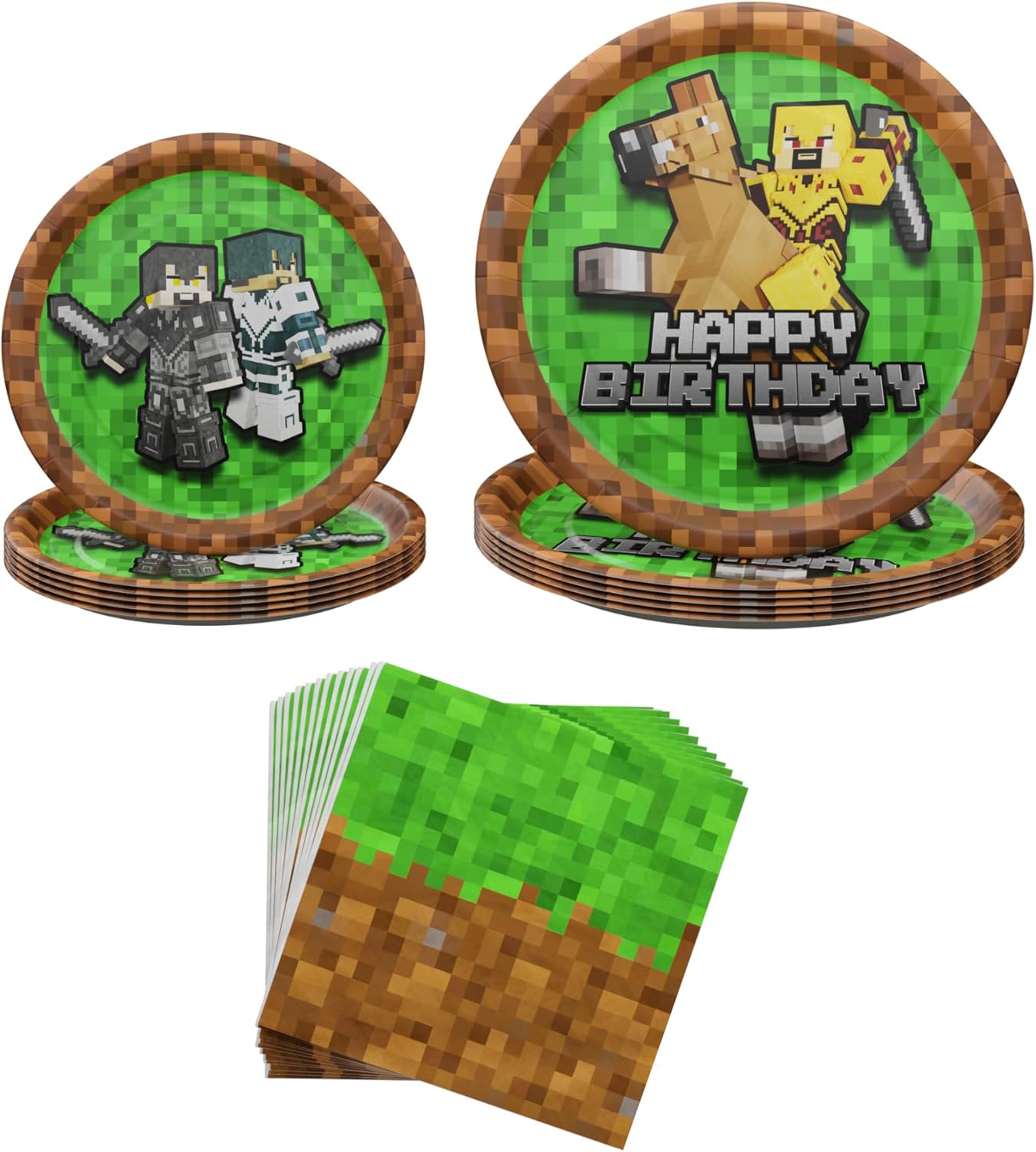 Blue Orchards Pixel Warrior Plates and Napkins (60 pieces for 20 Guests) – Video Game Party Supplies, Mining Craft Party, Pixel Miner Decorations Blue Orchards Pixel Warrior Plates and Napkins (60 pieces for 20 Guests) – Video Game Party Supplies, Mining Craft Party, Pixel Miner Decorations