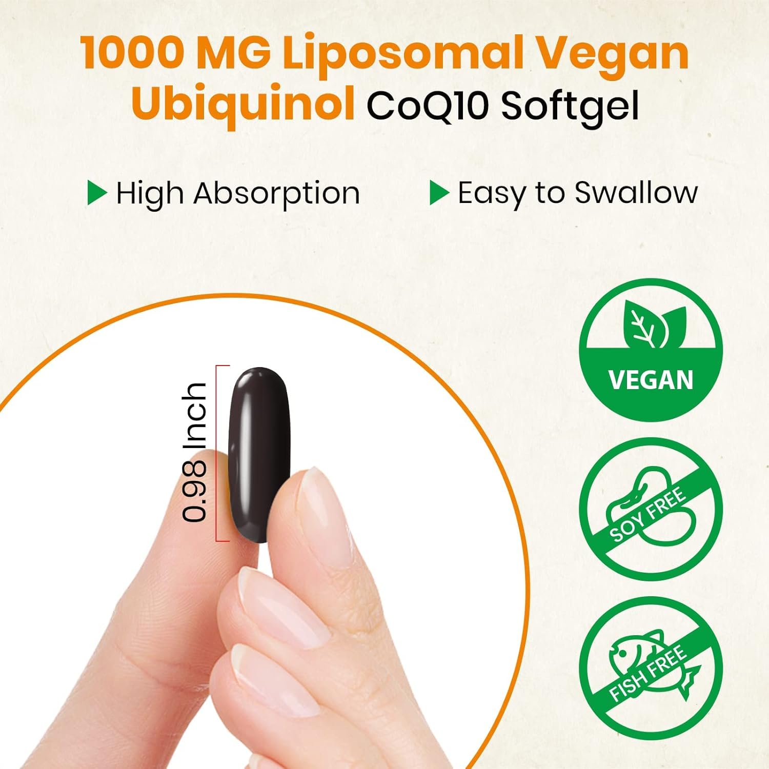 1000mg Liposomal CoQ10 Ubiquinol, 60 Vegan Softgels, High Absorption Ubiquinol CoQ10 Supplement, Active Antioxidant Form of Coenzyme Q10 for Heart Function & Energy Production - Image 7