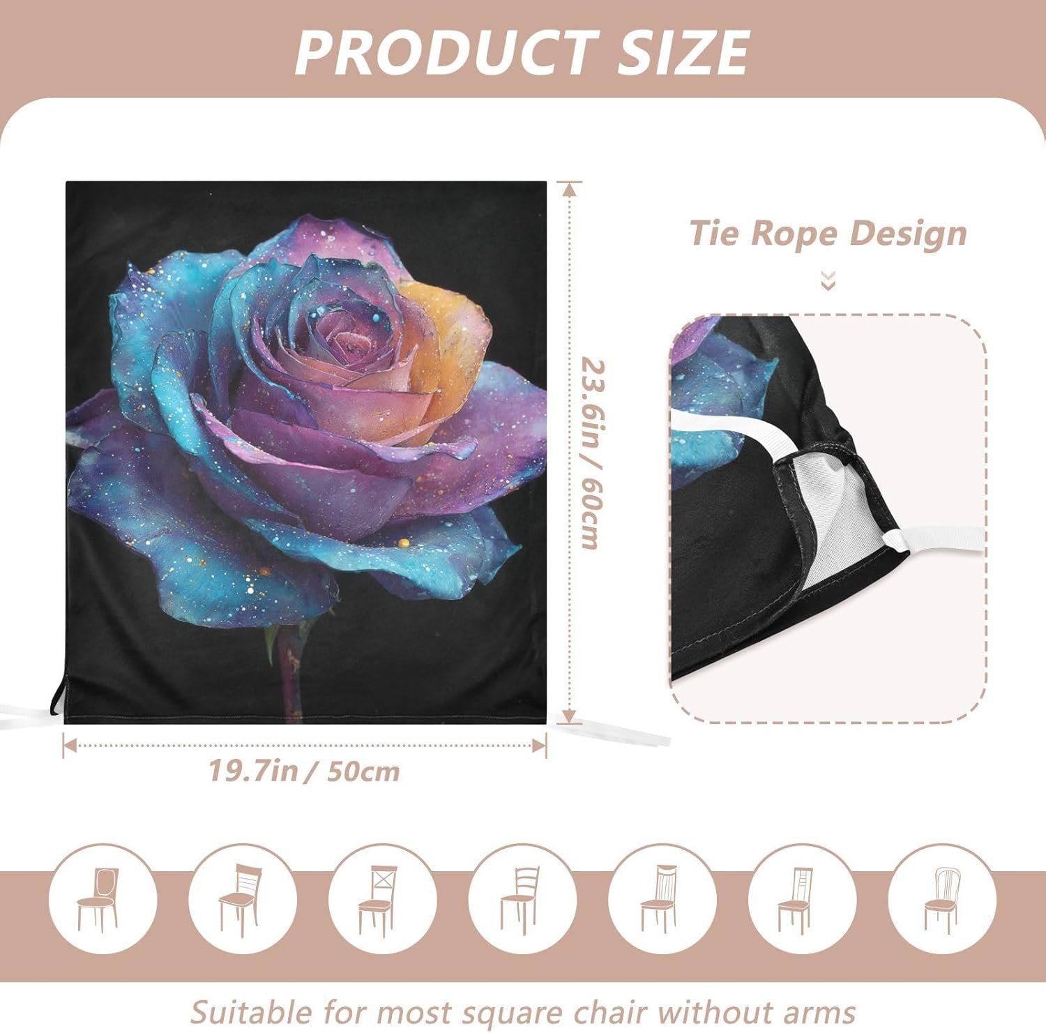ALAZA Vintage Roses Chair Back Cover Set of 6, Washable Reusable Removable Chair Slipcovers Decorative Chair Cover for Home Kitchen Wedding Party