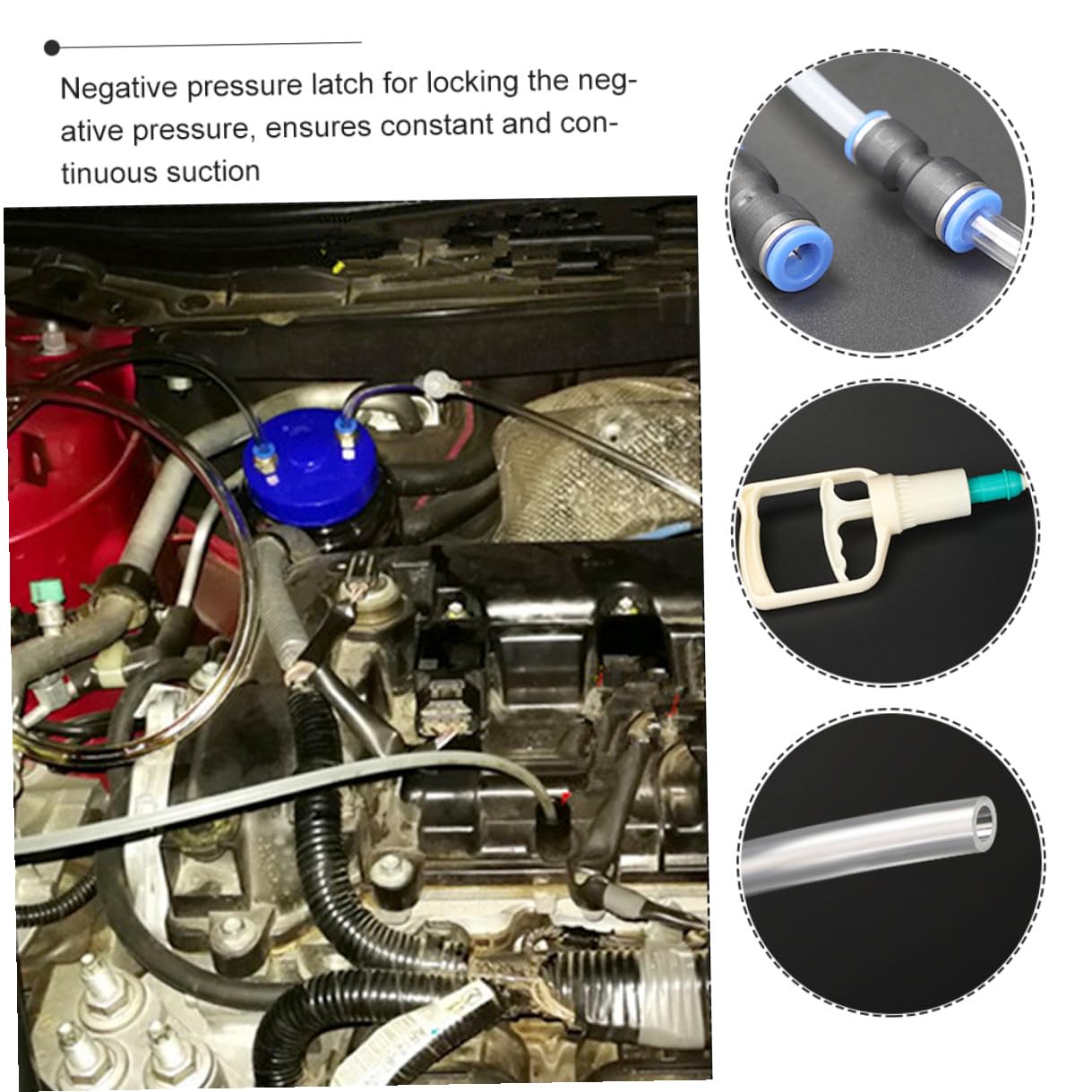 Cabilock Kit Bomba Extractora de Aceite Manual para Coche Herramienta de Reparación con Depósito Cierre de Presión Negativa para Mantenimiento Automotriz