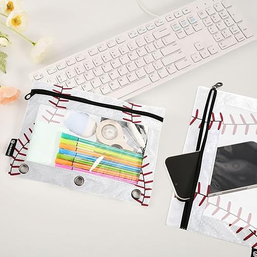 Vista 112 de ALAZA Estuche para lápices para carpeta de 3 anillas, carpetas con estampado de vacas, bolsas para lápices con ventana transparente con cremallera