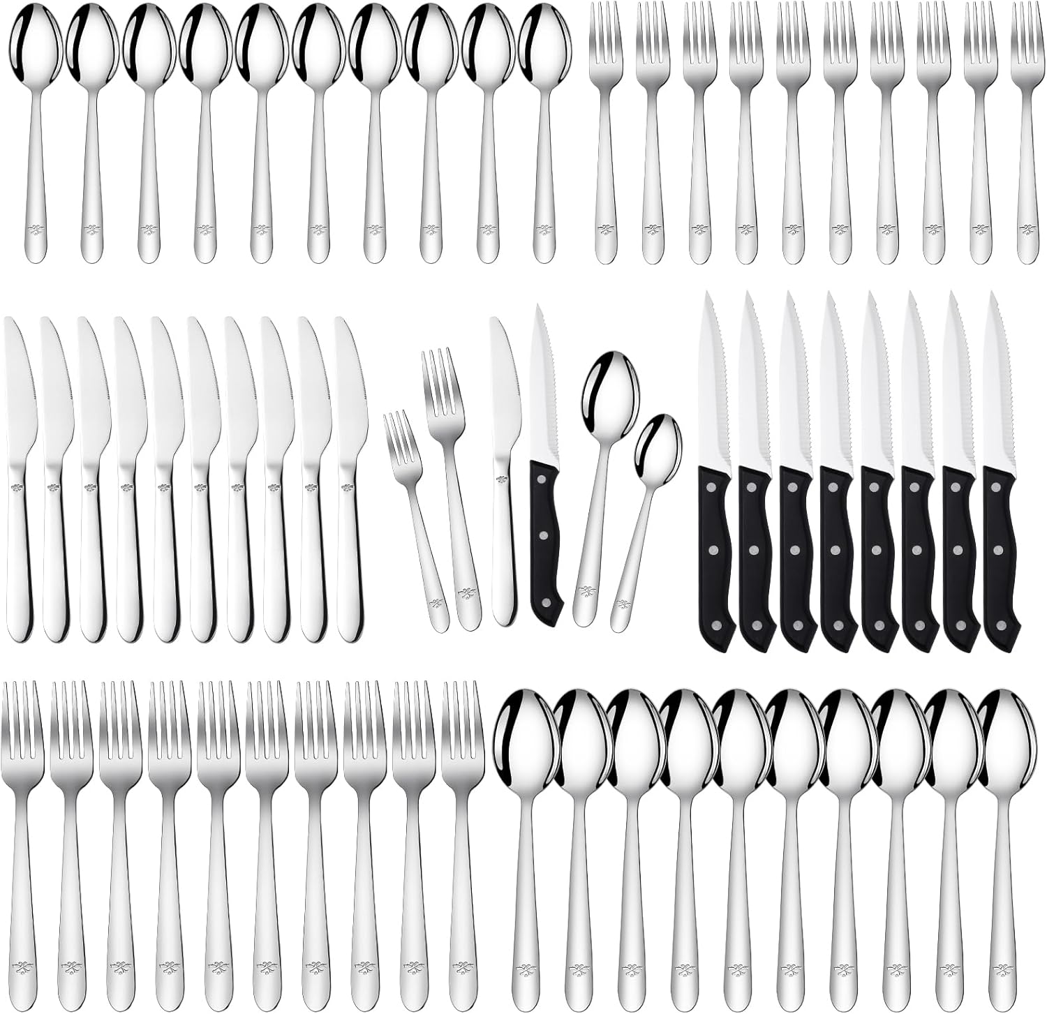 Amrules 58Piece Silverware Set Service for 10 Stainless
