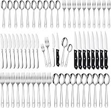 Amrules 58 Piece Silverware Set, Premium Cutlery Set Service for 10