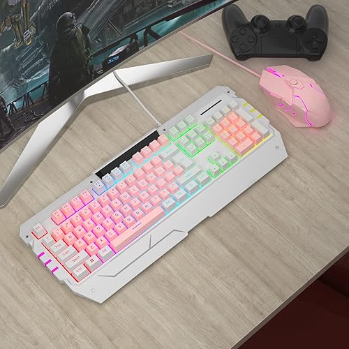 Miniatura 8 de Combo de teclado y mouse USB para juegos, GT817 GT817 104 teclas retroiluminadas arco iris, teclado de computadora con cable USB para jugadores de