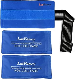 LotFancy 2x Kühlakku Gel mit Vlieshülle, Große Kühlpads Kühlpack, Kalt Warm Kühlkompresse zur Schmerzlinderung von Kopf, Handgelenk, Arm, Knie, Ellbogen und Schulter